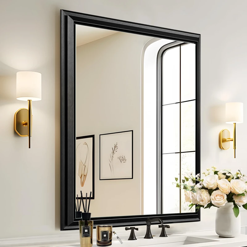 NicBex 24x36 Inch Bathroom Vanity Mirror - Aluminum Alloy Frame, Black
