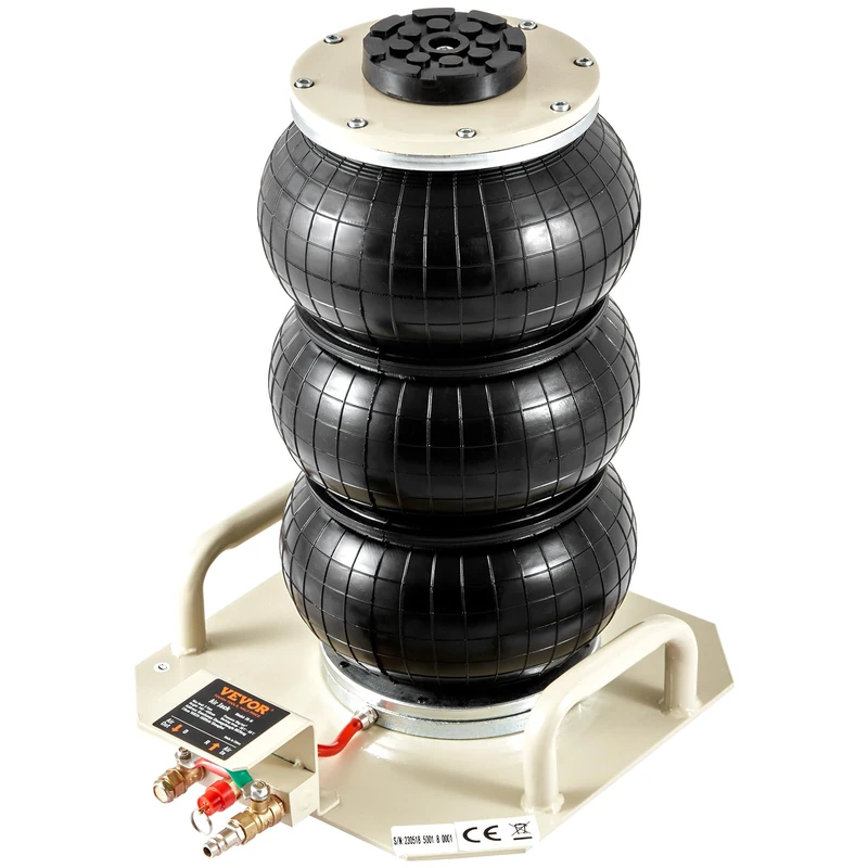 VEVOR Air Jack, 3 Ton/6600 lbs Triple Bag Air Jack, Air Bag Jack Lift Up to 450 mm, 3-5S Fast Lifting Pneumatic Jack, with Side Handles for Cars, Garages, Repair (White)
