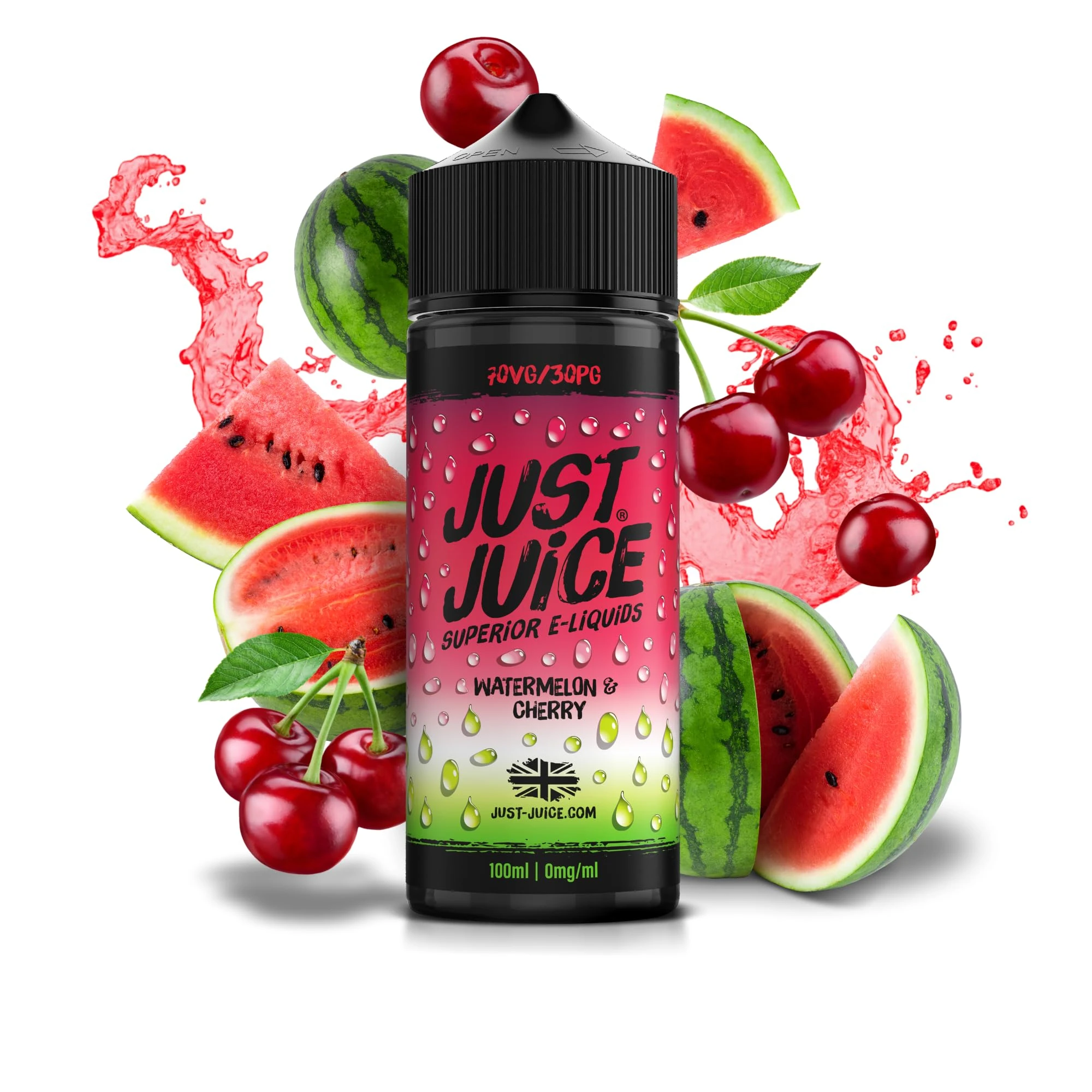 Just Juice 70/30 Vape Liquid, 100ml 0mg Watermelon & Cherry Vape Juice, Vaping Liquids, 70VG 30PG