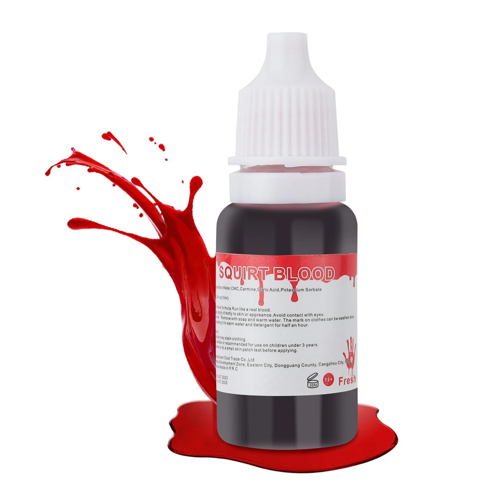 Mysense Dripping Fake Blood Makeup (0.35 oz),Easy Dry Flow Washable Fake Blood for Eyes Drips Nose Bleeds Scar Wounds,Halloween Blood for Cosplay SFX Zombie Vampire Makeup,Fresh