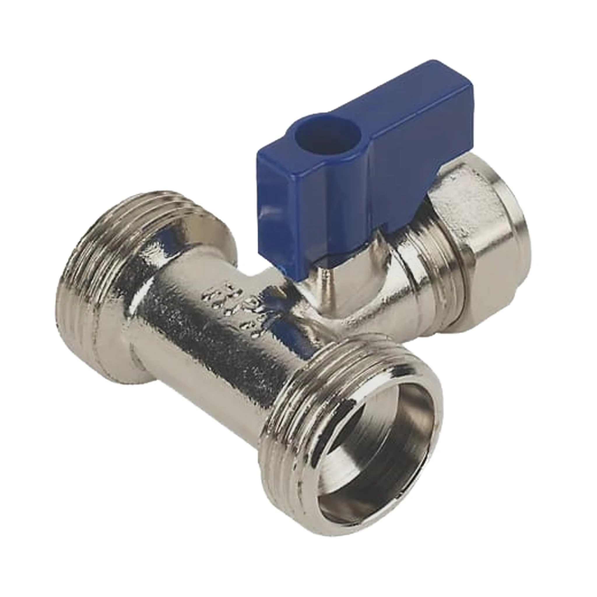 Dual Appliance Tee Valve | 3/4” x 3/4” x 15mm | BSP Compression Twin Washing Machine Valve | 15mm Washing Machine Tee Valves Connector Splitter Tap | Cold Water Feed Splitter | 15 mm Pipe Connector