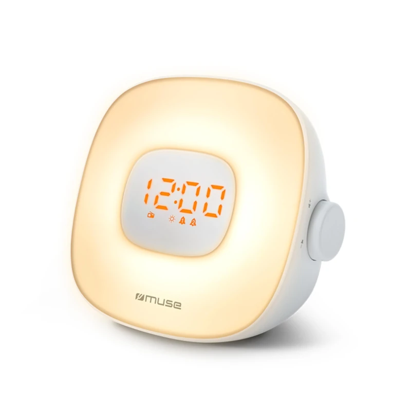 MUSE ML-198 CR Light Alarm Clock Radio: FM PLL radio with natural sounds, dual alarm, LED lighting and dimming function - Alarm clock with wake up light and color change