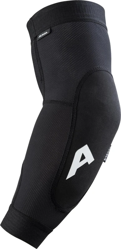 ALPINA Flow PAD Elbow - Lightweight, Stable & Washable Elbow Protectors Including Mudguard for Your Bicycle in Packaging, Black, S/M
