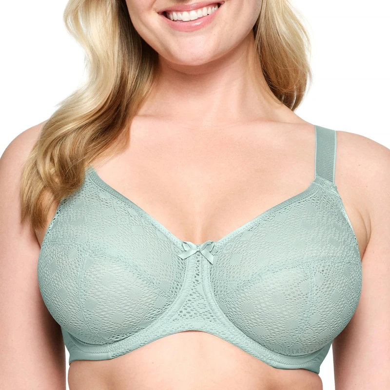 Glamorise Lace Comfort Wonderwire Underwire Bra 9855 (Women's & Women's Plus) Jade - Image 1
