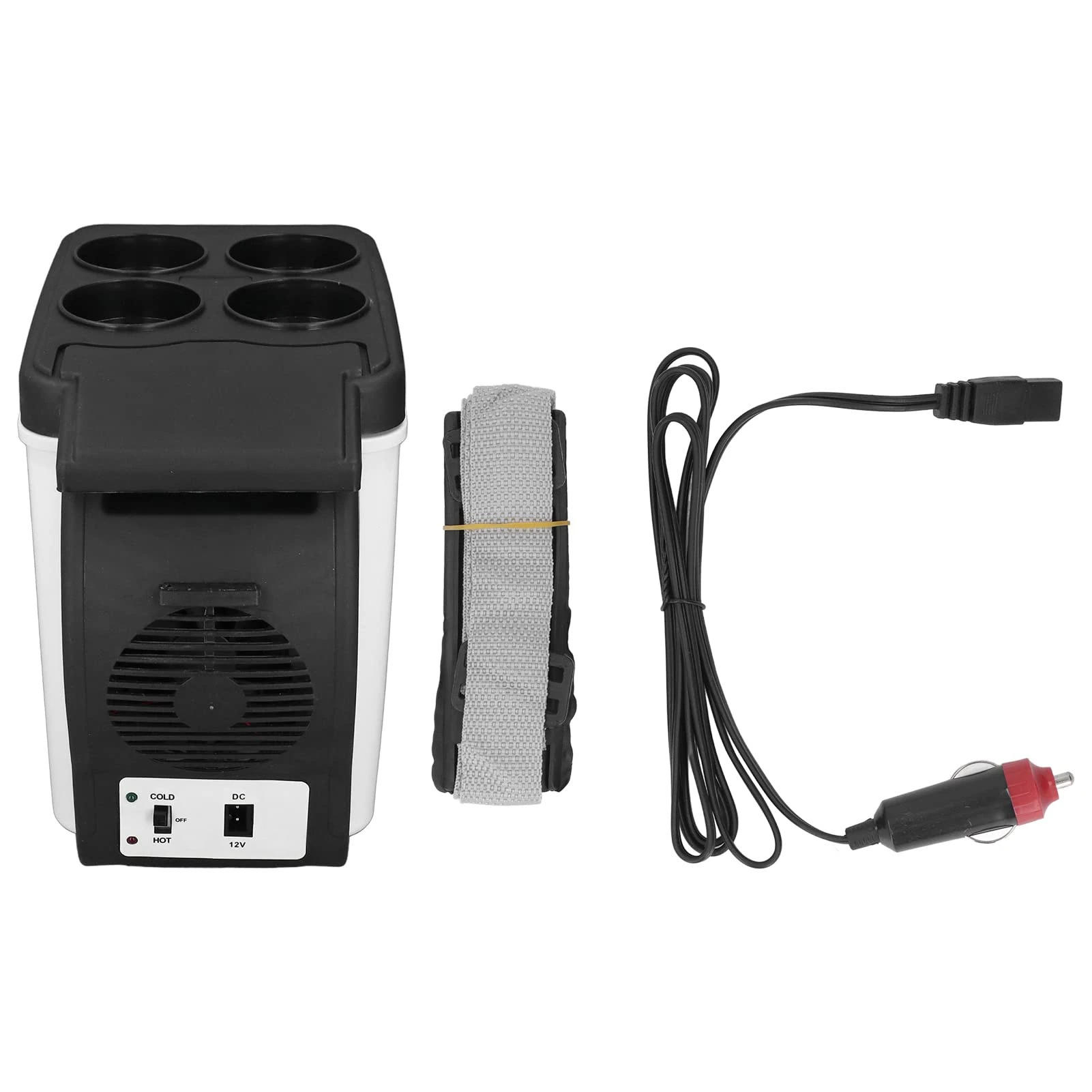 Mokernali Mini Car Refrigerator, 12V 37W Car Mini Fridge Durable PVC 6L Large Capacity Portable Hot Cold Fridge Hot Cold Dual Purpose Low Noise Electric Cool Box for Driving Travel Outdoor Picnic