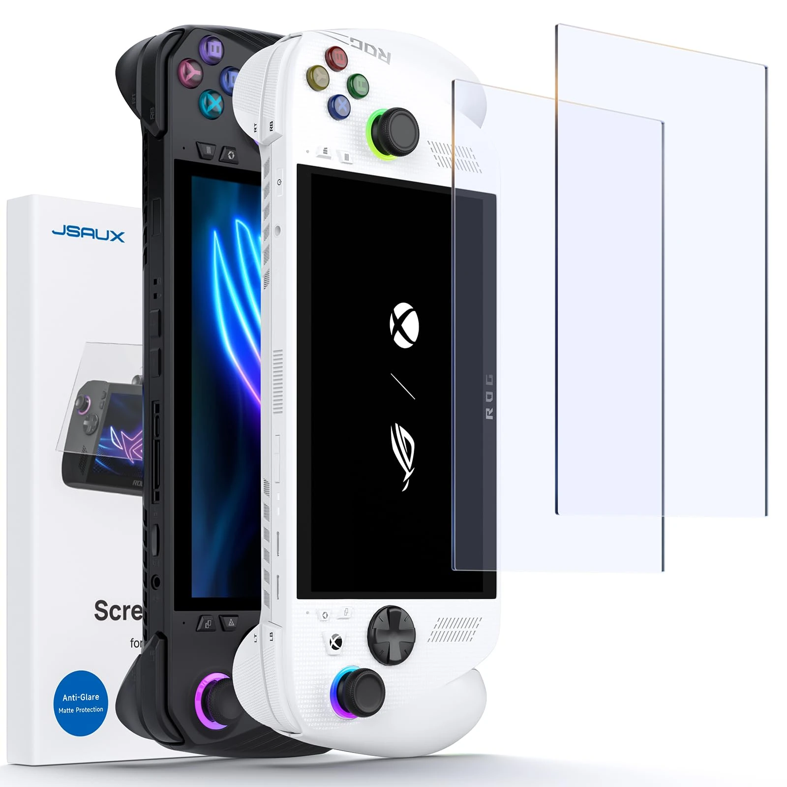 JSAUX Screen Protector for ROG Xbox Ally/ROG Xbox Ally X (2025) / ROG Ally 2-Pack, Anti Glare 9H Hardness Tempered Glass with Guiding Frame, 7 inch Anti-Scratch Screen Protector for ASUS ROG Ally X