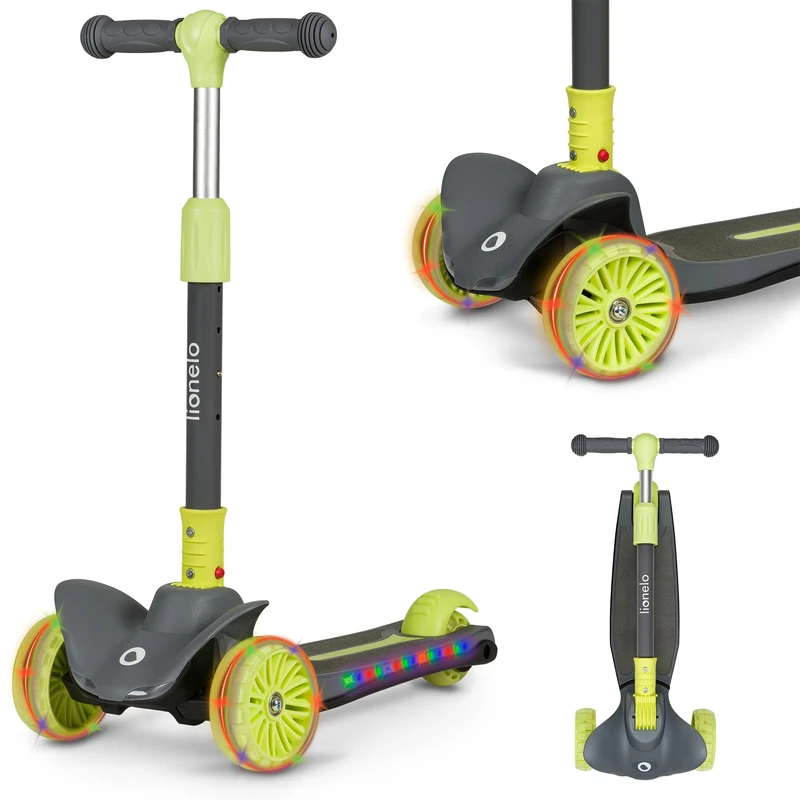 LIONELO TIMMY Scooter for kids ages 3,4,5...Up to 30kg with LED Light-up Wheels & Platform, Lightweight 3 kg Three wheel kids scooter with Height Adjustment 64-76 cm, Non-Slip Platform, kids scooter
