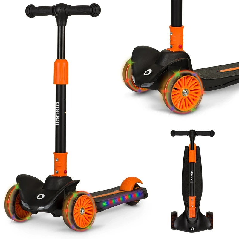 LIONELO TIMMY Scooter for kids ages 3,4,5...Up to 30kg with LED Light-up Wheels & Platform, Lightweight 3 kg Three wheel kids scooter with Height Adjustment 64-76 cm, Non-Slip Platform, kids scooter