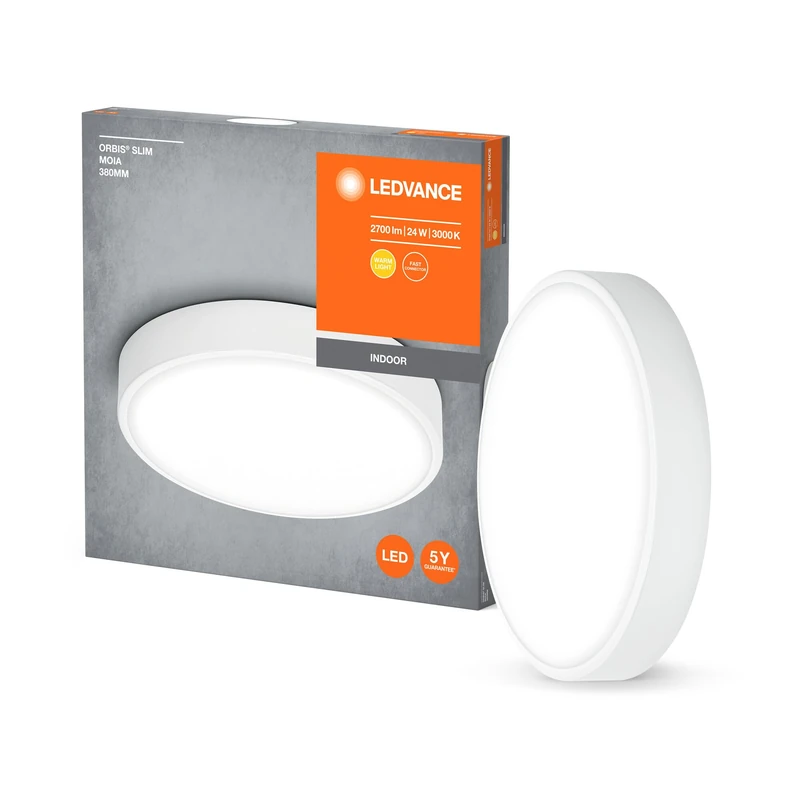 LEDVANCE Orbis Slim Moia Led Ceiling Light 380Mm, White, 24W, 2600Lm, Warm White Light, Very Homogeneous Light Distribution, Long Life, Non-Replaceable Led Module, Round, Ip20, 3000K - Image 1