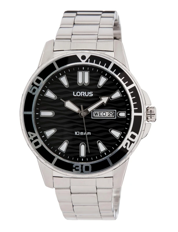 Lorus Men's Analog Quartz Watch with Metal Strap, RH355AX9, Black