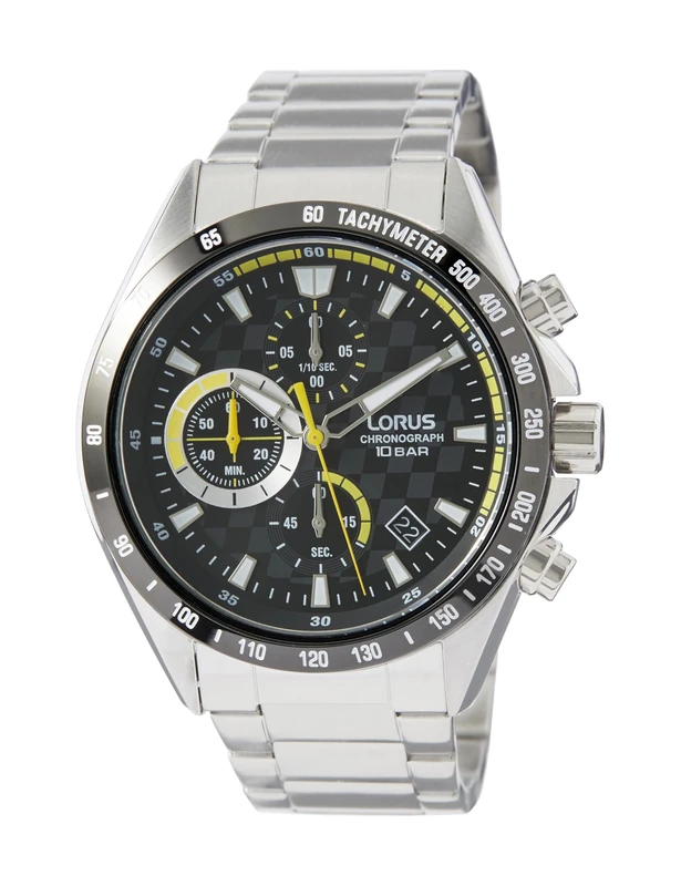 Lorus Men's Chronograph Analog Quartz Watch with Metal Strap - RM313JX9, Waterproof up to 100 meters