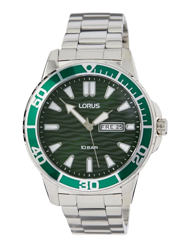Lorus RH359AX9 Men's Analogue Quartz Watch with Metal Strap, Green