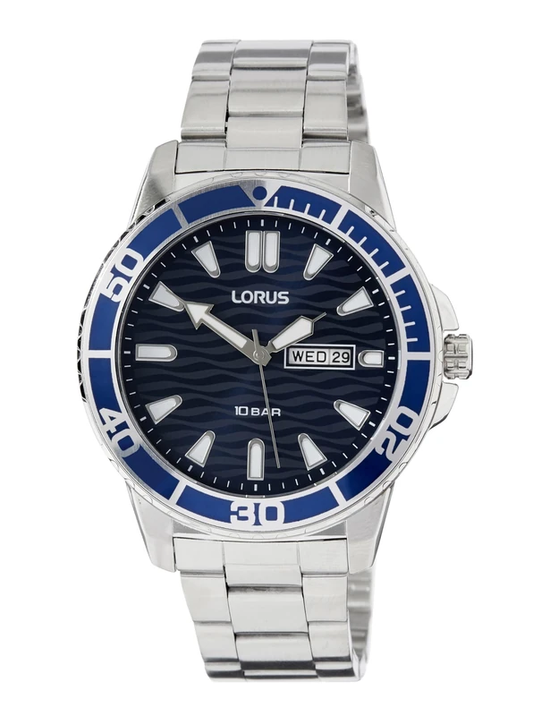 Lorus Men's Analogue Quartz Watch with Metal Strap RH357AX9, Blue