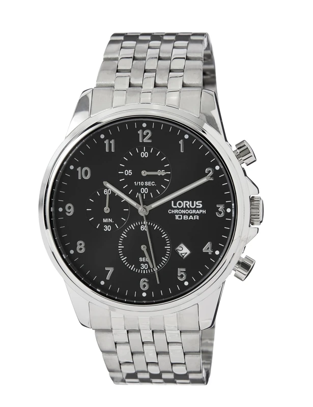 Lorus RM335JX9 Men's Analogue Quartz Watch with Metal Strap, Black
