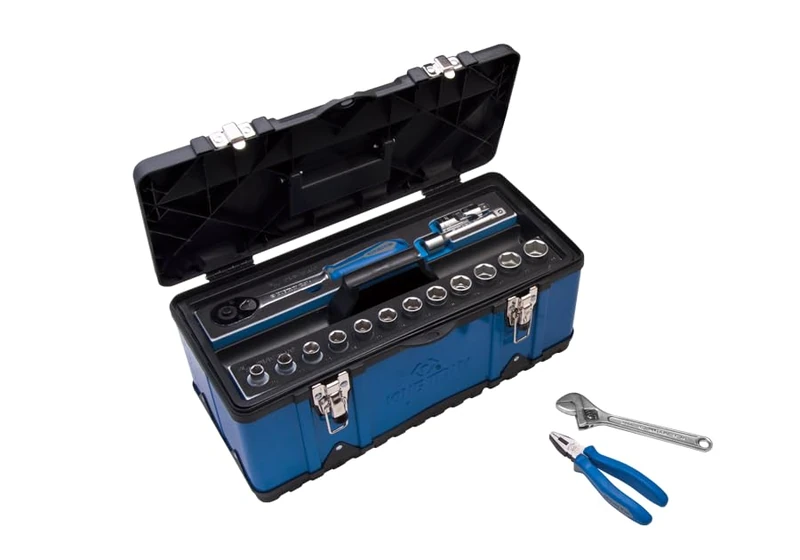 King Tony 87A08 Caja De Herramientas Vacia De Plastico Reforzado 470x238x203mm for DIYers & Professionals, Designed for Repair, Installation and Workshop tasks