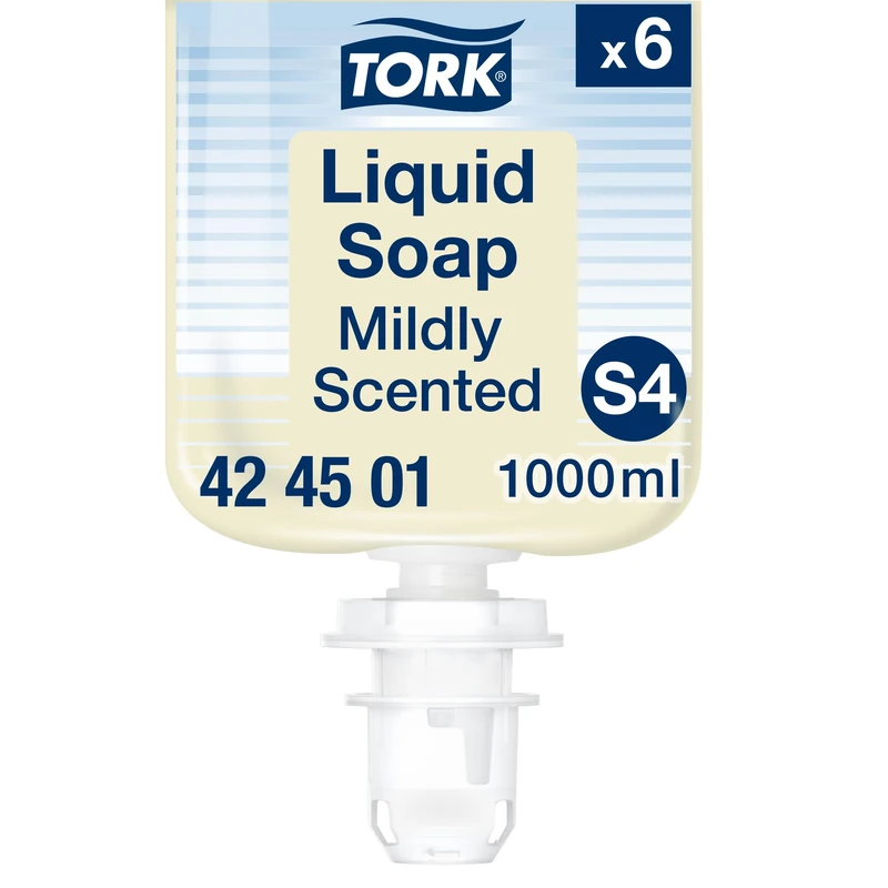 Tork Mildly Scented Liquid Soap S4, Fresh Scent, 6 x 1000ml, 424501