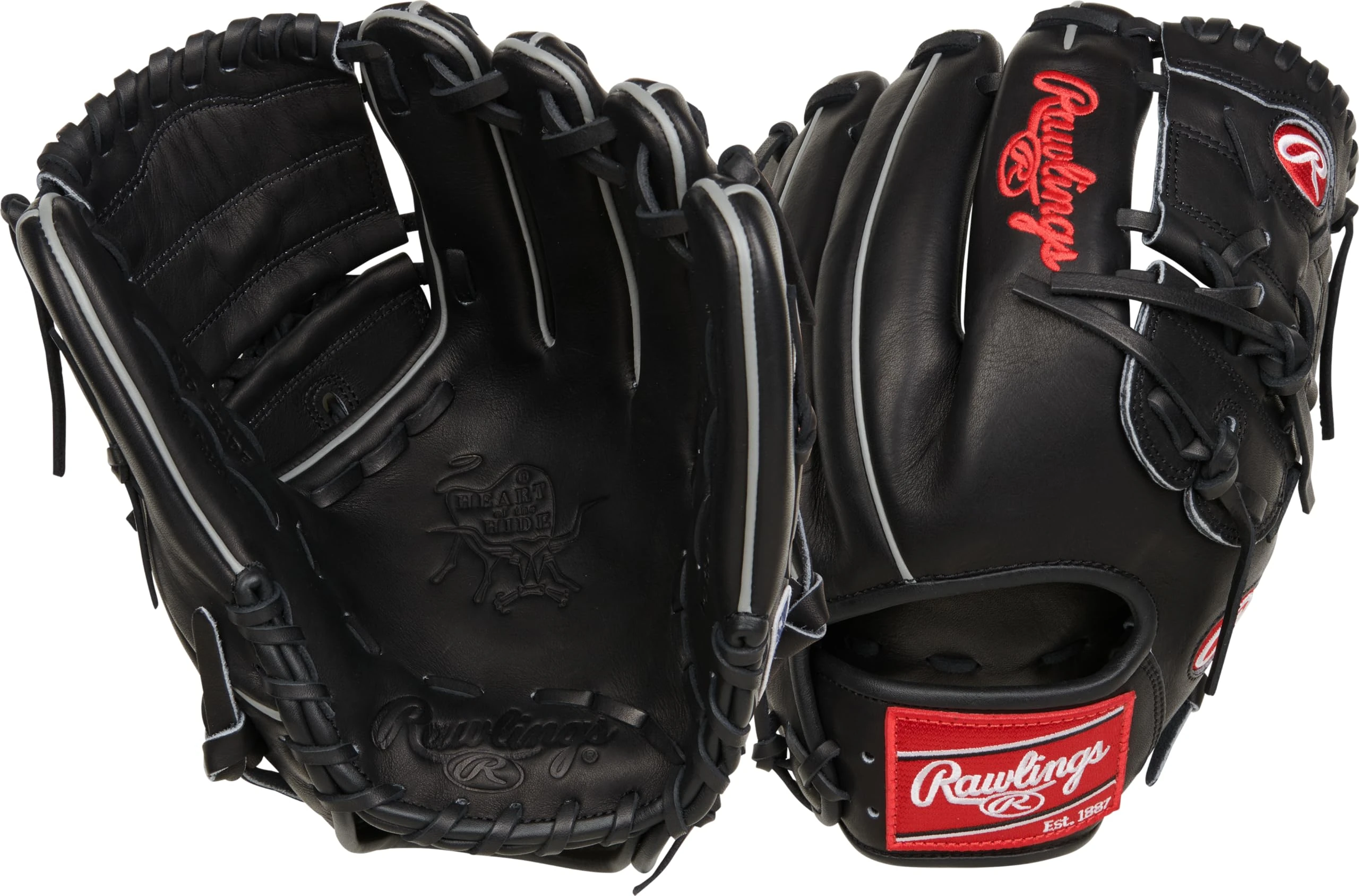 Rawlings | HEART OF THE HIDE TRADITIONAL Baseball Glove | Left Hand Throw | 12" - Two-Piece Solid Web | Black