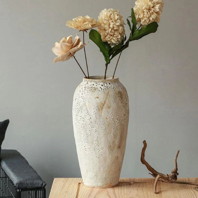 YSNCIDAN Rustic Ceramic Flower Vase,Vantage Tall Vase Home Decor Minimalist Nordic Boho Style for Living Room,Pampas Grass,Enterway,Table Decoration,Gift (CNB-03)