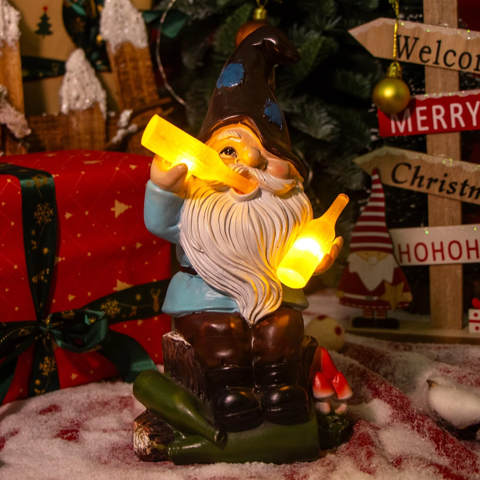 Gifts for Women, Gnomes Garden Ornaments outdoor, Funny Gnomes with Solar Light, Mum Birthday Gonk Gift for Women Unique, Garden Gifts for Christmas, Garden ornaments Presents for Mum, Grandma