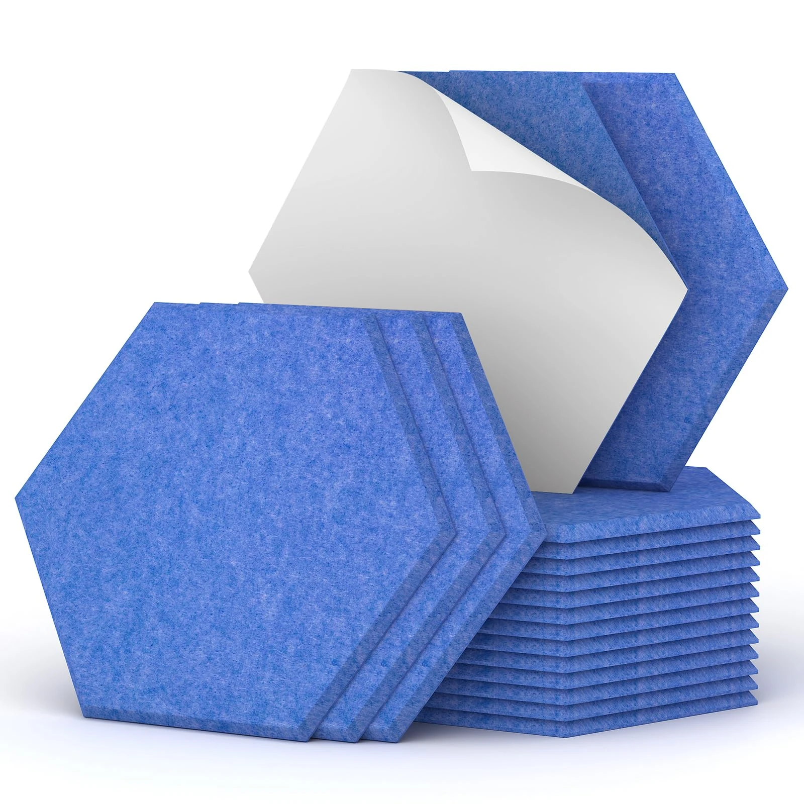 18 Pack Hexagon Acoustic Panels Self-adhesive, TONOR 12"x10"x0.4" High Density Sound Proofing Panels for Walls, Sound Deadening Treatment Sound Absorbing for Studio, Office, Home, Blue