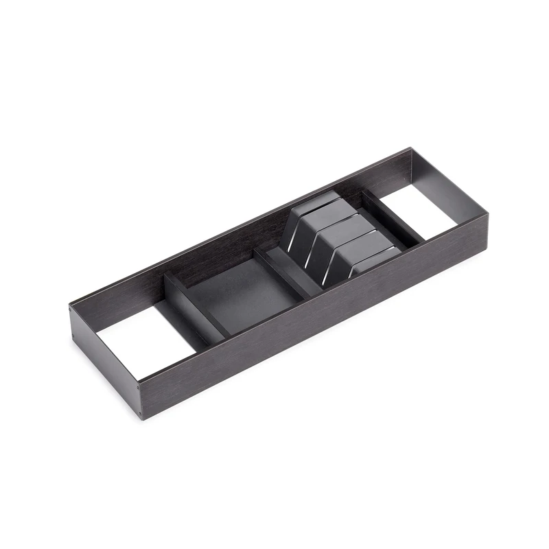 Emuca - Knife Holder for Drawer, 150x470 mm (5,9x18,5 inch), Anthracite Grey, Steel and Wood