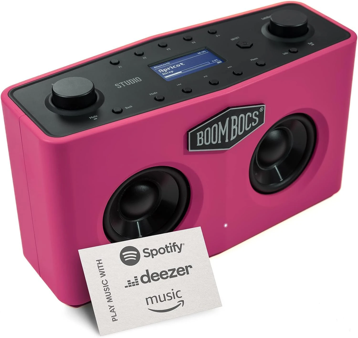 BoomBocs Internet Radio WiFi, Wireless Portable Bluetooth Speaker, Direct Streaming to Spotify, Deezer & Amazon Music - Pink