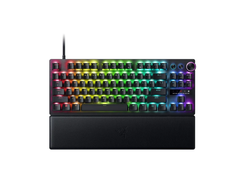 Razer Huntsman V3 Pro Tenkeyless - Analogue Optical E-Sports Keyboard without Numeric Keypad (Digital Rotary & Control Button, Textured Doubleshot PBT Keycaps) DE Layout | Black