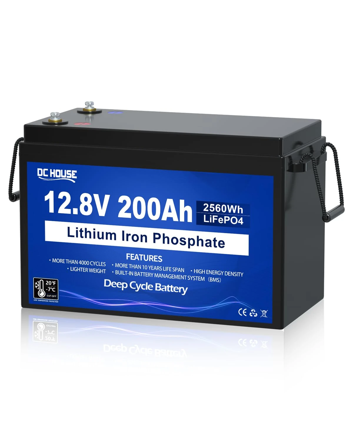 DCHOUSE 12V 200Ah LiFePO4 Battery, Improved 200A BMS, Low Temperature Protection, 4000-10000 Cycles Deep Cycle Lithium Battery, Perfect for Marine Trolling Motor, Caravans, Off-Grid Applications