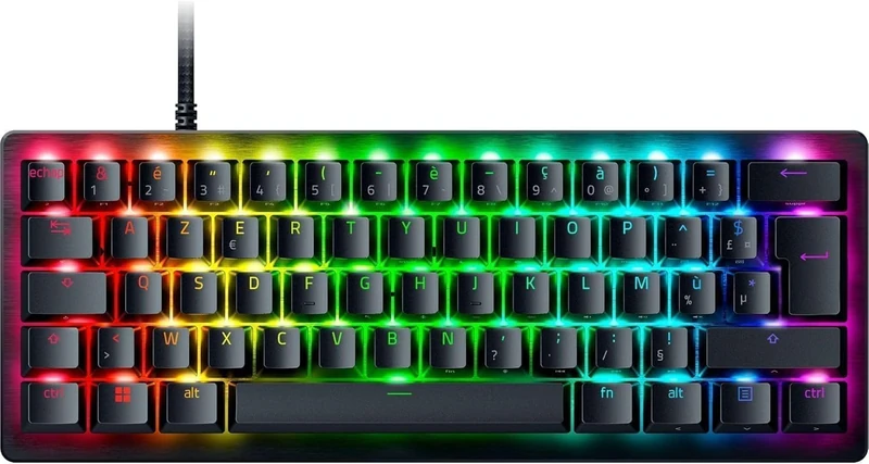 Razer Huntsman V3 Pro Mini Keyboard, Analogue Switches, 60% Optical Gaming Keyboard with Quick Release, 0.1–4 mm Adjustable Analogue Switches, PBT Doubleshot Keys – AZERTY, Black