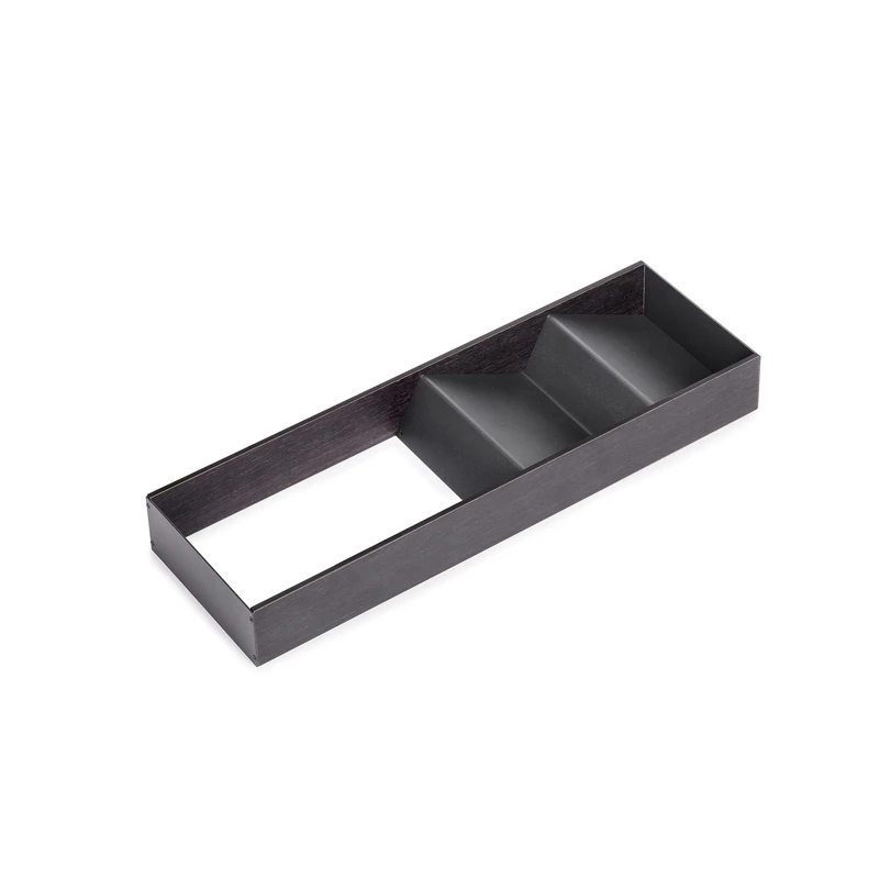 Emuca - Inclined Organizer for Drawer, 150x470 mm (5,9x18,5 inch), Anthracite Grey, Steel and Wood