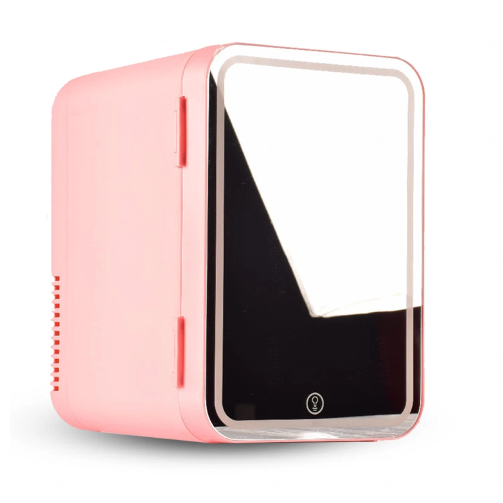 Portable Mini Fridge For Car, With Led Mirror, 8L Capacity Portable Mini Fridge, Chill Or Heat, Ac 220v, Dc 12v Mini Fridge For Car, For Bedroom, Office And Car,Pink