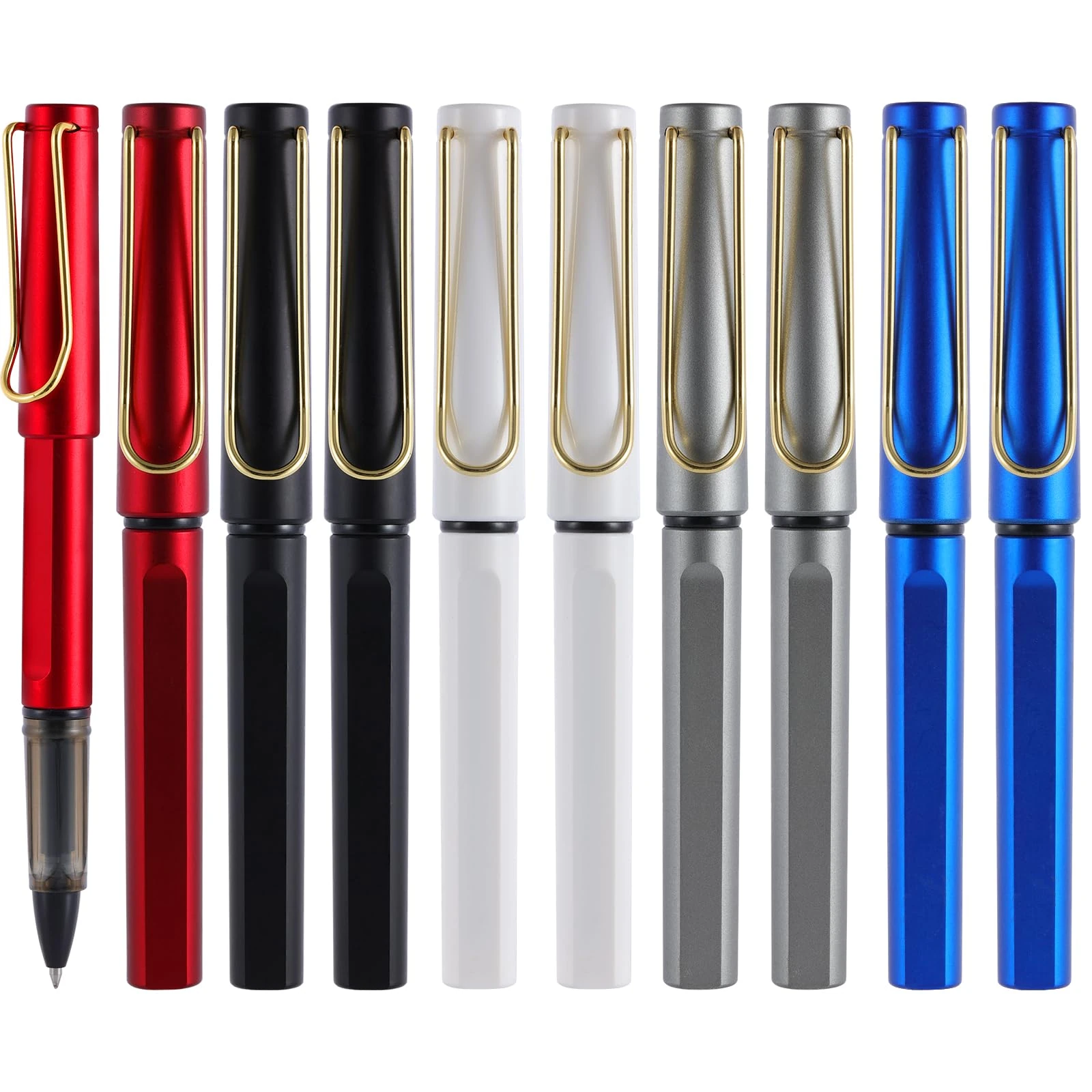 TOPBELIEF Gel Pens, 10 Pack 0.5mm Liquid Ink Rollerball Pens, Rollerball Pens Black Ink, Handwriting Pens, Quick Drying Ink Pens, Biro Pens for Adult Writing Note Taking School Office Supplies