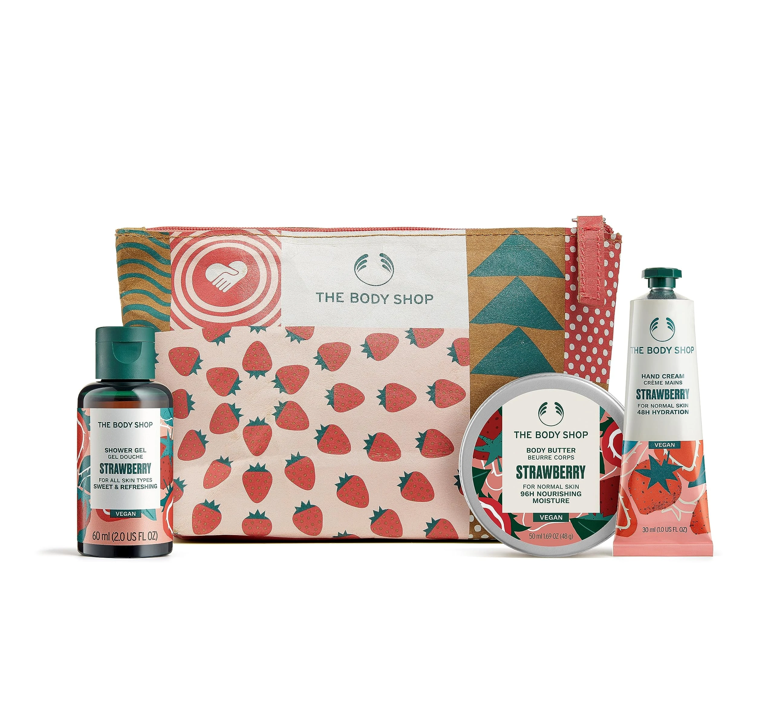 The Body Shop Jolly & Juicy Strawberry Mini Gift Vegan shower gel body butter 3-Piece Set