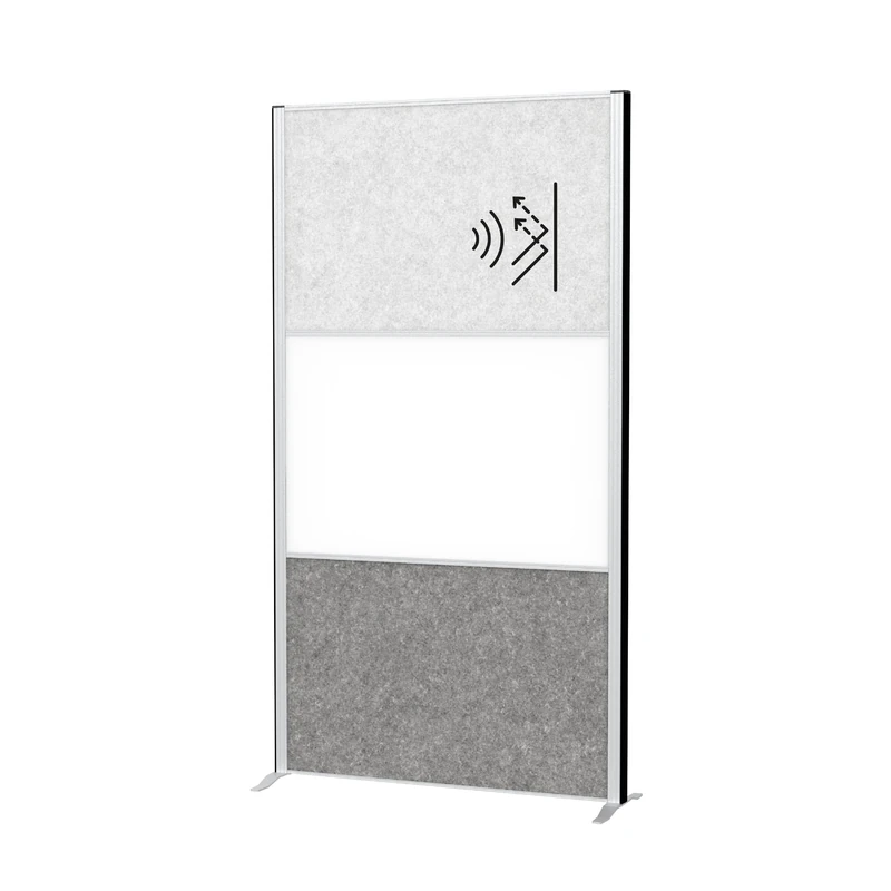 MAUL MAULconnecto Acoustic Divider 180 x 100 cm Room Divider for Office and Desk Freestanding Room Divider with Feet Ideal as Privacy Screen and Sound Insulation Acoustic Fleece + Whiteboard