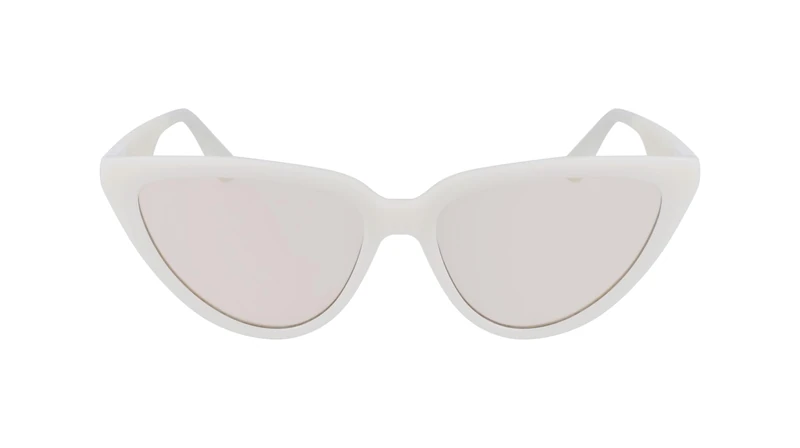 Calvin Klein Jeans CKJ23658S 100 White Sunglasses Woman Iniettato, Cat Eye, 56