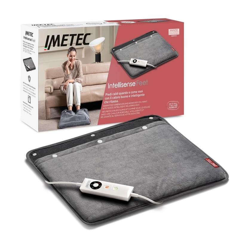 Imetec Foot Warmer, Intellisense Technology Soft Fabric, Digital Control with 5 Temperatures, Auto Shut-Off, Electric Block Safety System, Machine Washable Cover