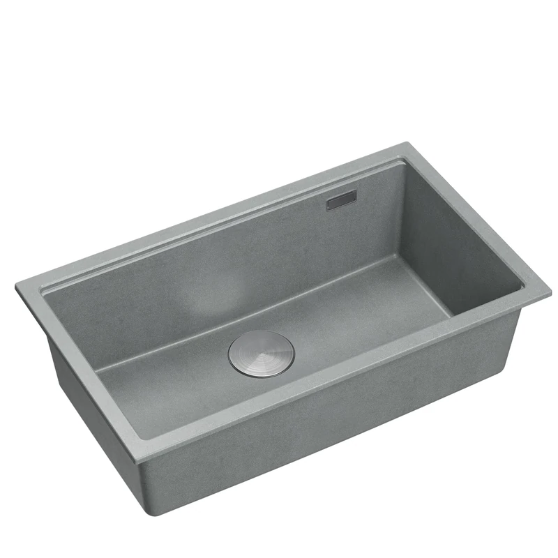 Quadron Logan 110 Granite Kitchen Sink - Grey & Steel