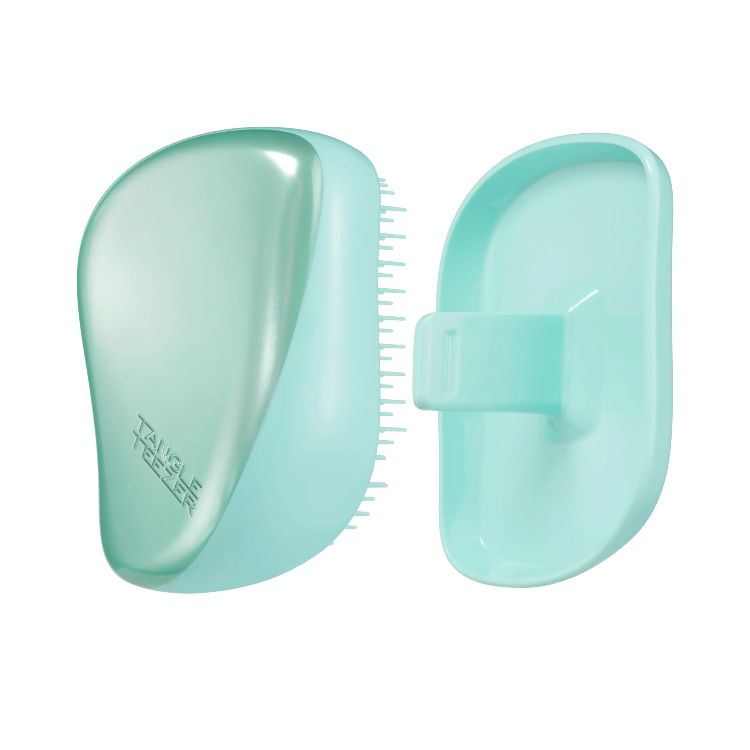 Tangle Teezer | The Compact Styler Detangling Hairbrush | Travel-Friendly with Protective Cover & Two-Tiered Teeth Design | Perfect for Wet, Dry & Flyaway Hair | Teal Matte Chrome