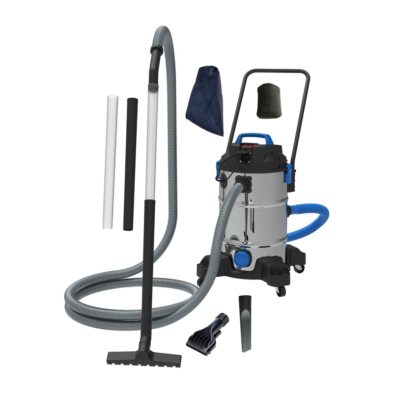 AquaForte Pro Pond Vacuum Cleaner 1200 Watt, Equipped with Submersible Pump, 2.5 m Deep Tank Volume 35 Litres, Cable Length 4 Metres, Lockable Pre-Filter Bag, Includes Accessories