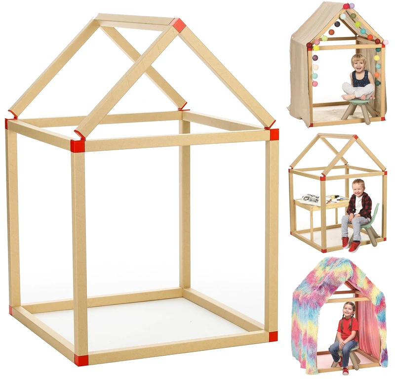 Children's Playhouse, Montessori Educational Toy for Furnishing with Lights and Fabrics. Robust and Green, Cardboard Tubes Kit, STEM Game, Children's Tent 86 x 86 x 131 cm