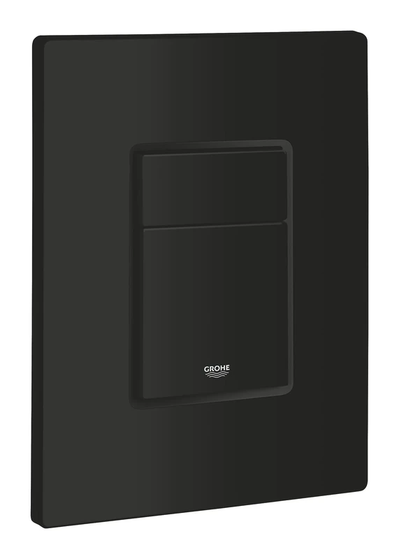 GROHE Even - Flush Plate for Concealed GD2 Cisterns (Water-Saving, Dual Flush with Start-and-Stop Activation for Pneumatic Drop Valve AV1, Easy to Install), Size 156 x 197 mm, Matt Black, 389662430