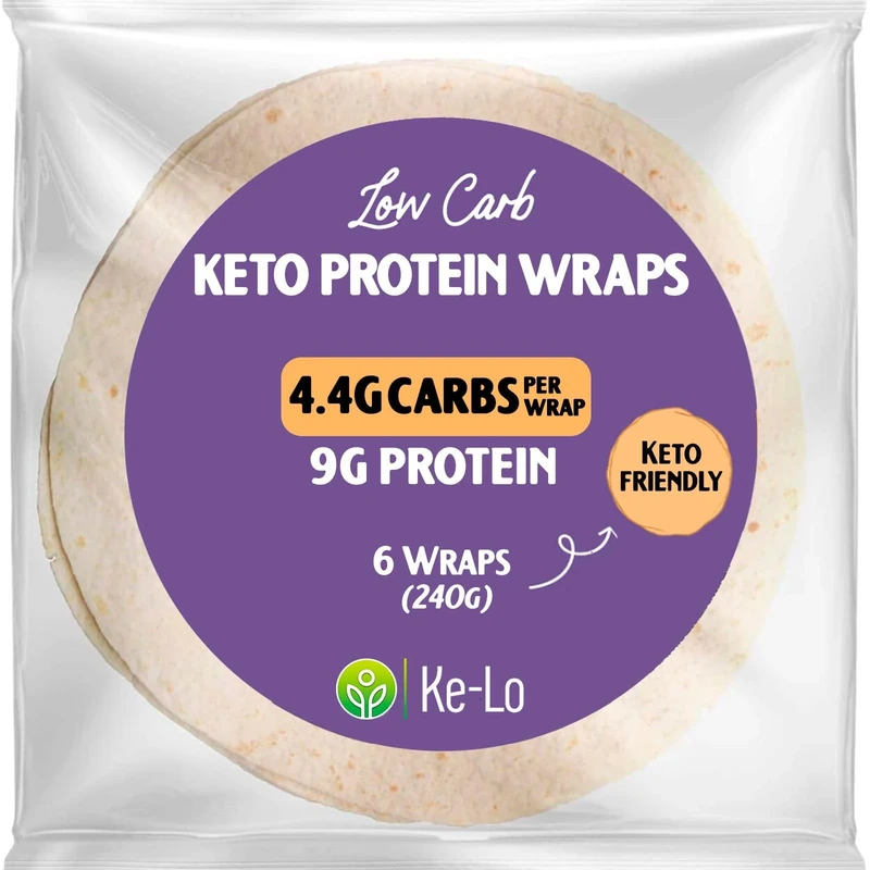 Ke-Lo Low Carb - High Protein Wraps (6 x 40g) | Keto Wraps | Versatile & Convenient Low Calorie Wraps | Keto Tortilla Wraps | Ideal for the Keto Diet | 1g Net Carb