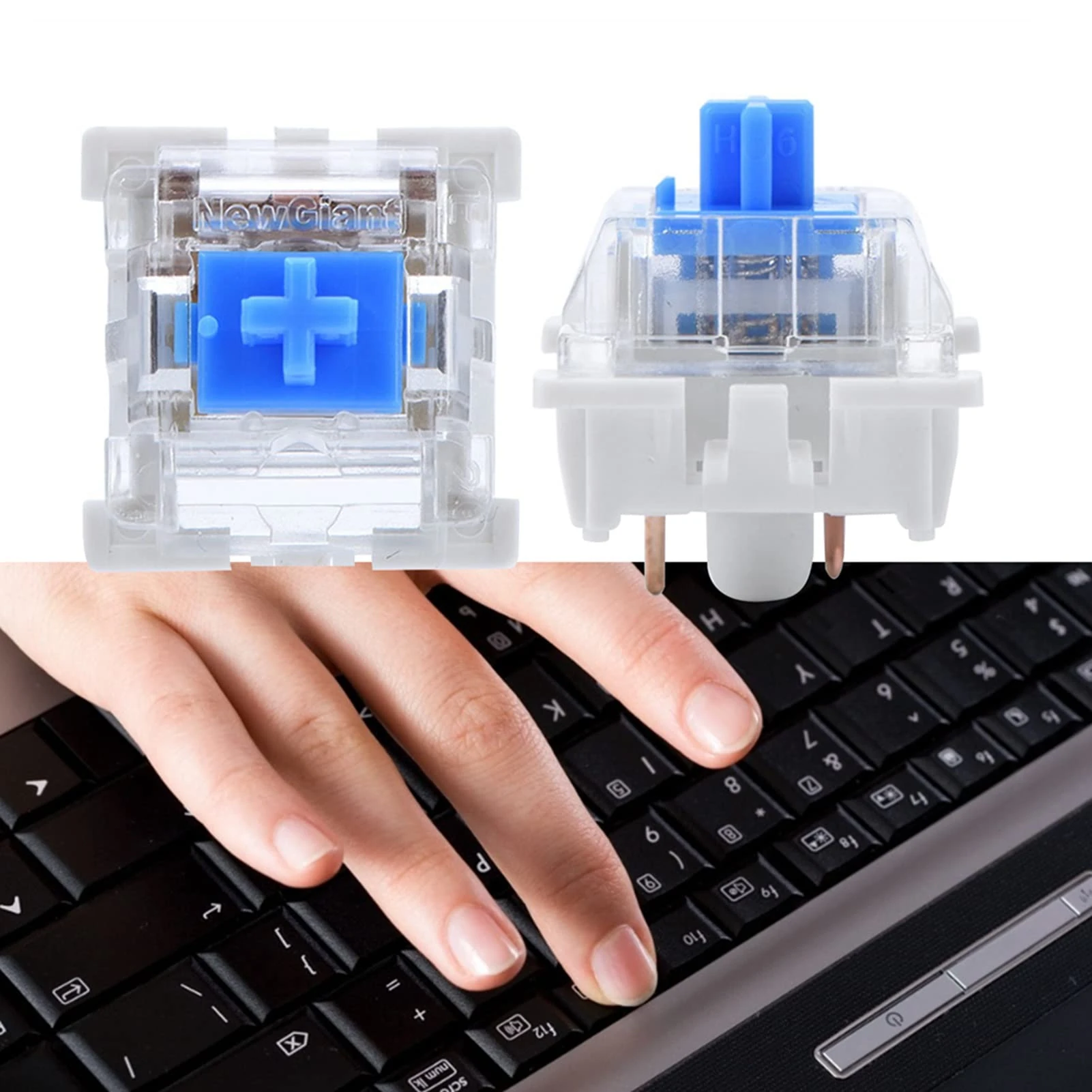 NewGiant RGB Series 10 PCs Mechanical Keyboard Switch Plate Mounted Blue Switch, Transparent Housing, LED Backlight Shining, Excellent Touching Experience