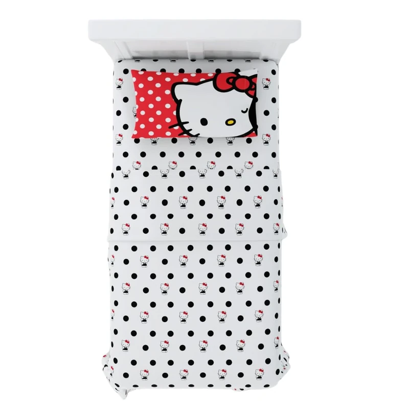 Franco Hello Kitty Bedding Super Soft Microfiber 3 Piece Twin Sheet Set, (Official Licensed Product) - Image 1
