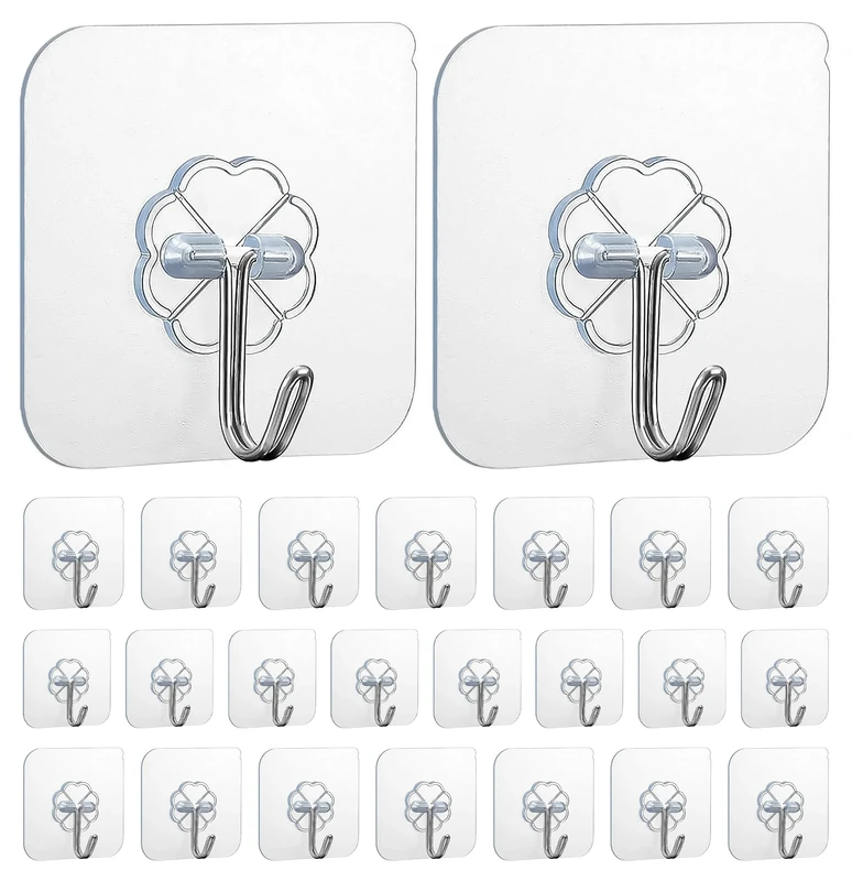 Vebel Hooks (24 pcs)| Self Adhesive| Sticky Extra Strong| Heavy Duty for Hanging| Multipurpose| No Drill| Removeable| Waterproof| Non Damaging| Easy Install| Home Organization| All Surface Hooks
