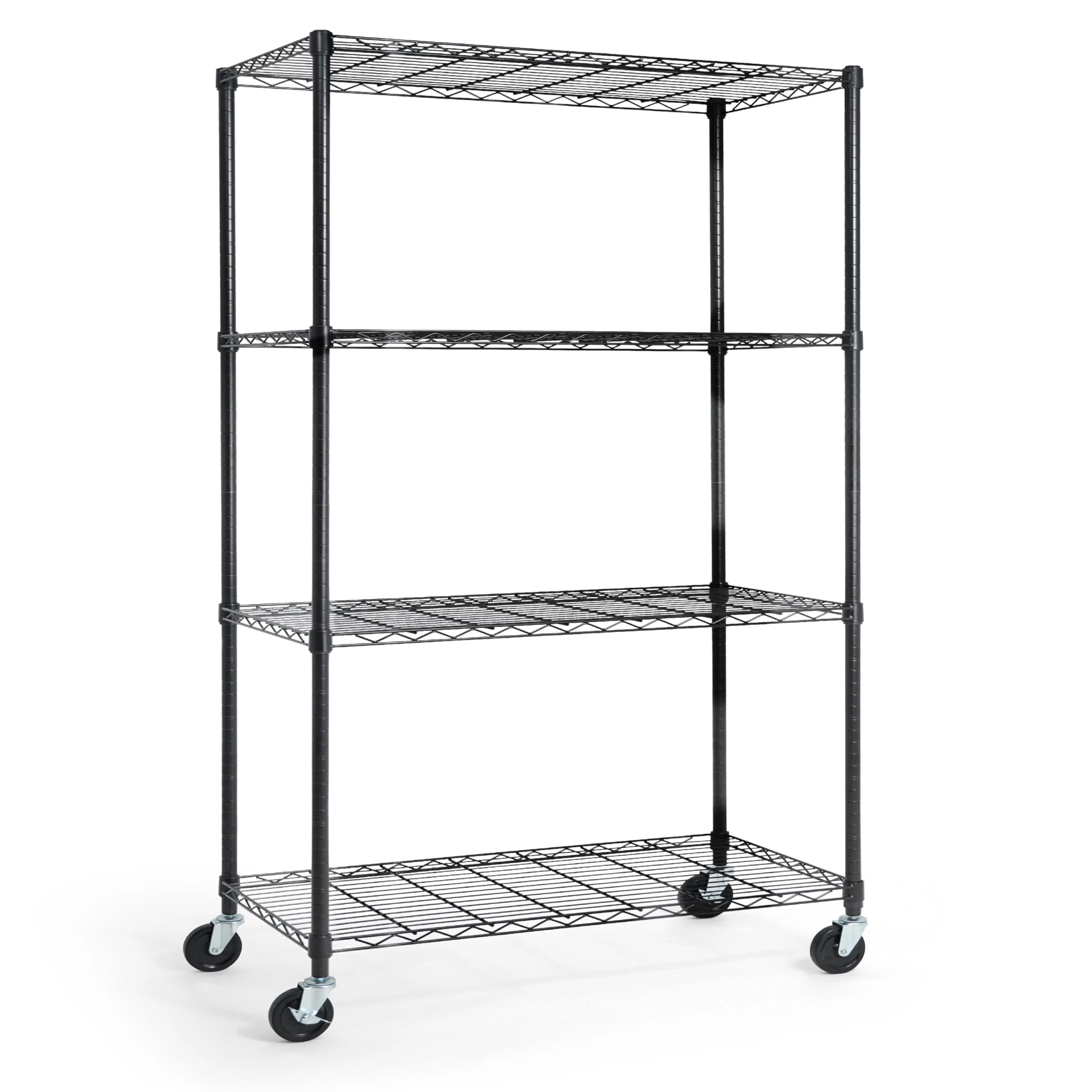 CAPHAUS NSF Heavy Duty Commercial Adjustable Wire Shelving w/Wheels & Leveling Feet, Kitchen Storage Metal Shelf, Garage Storage Shelving, Utility Wire Rack Storage Unit, Black 36 x 18 x 76 4-Tier
