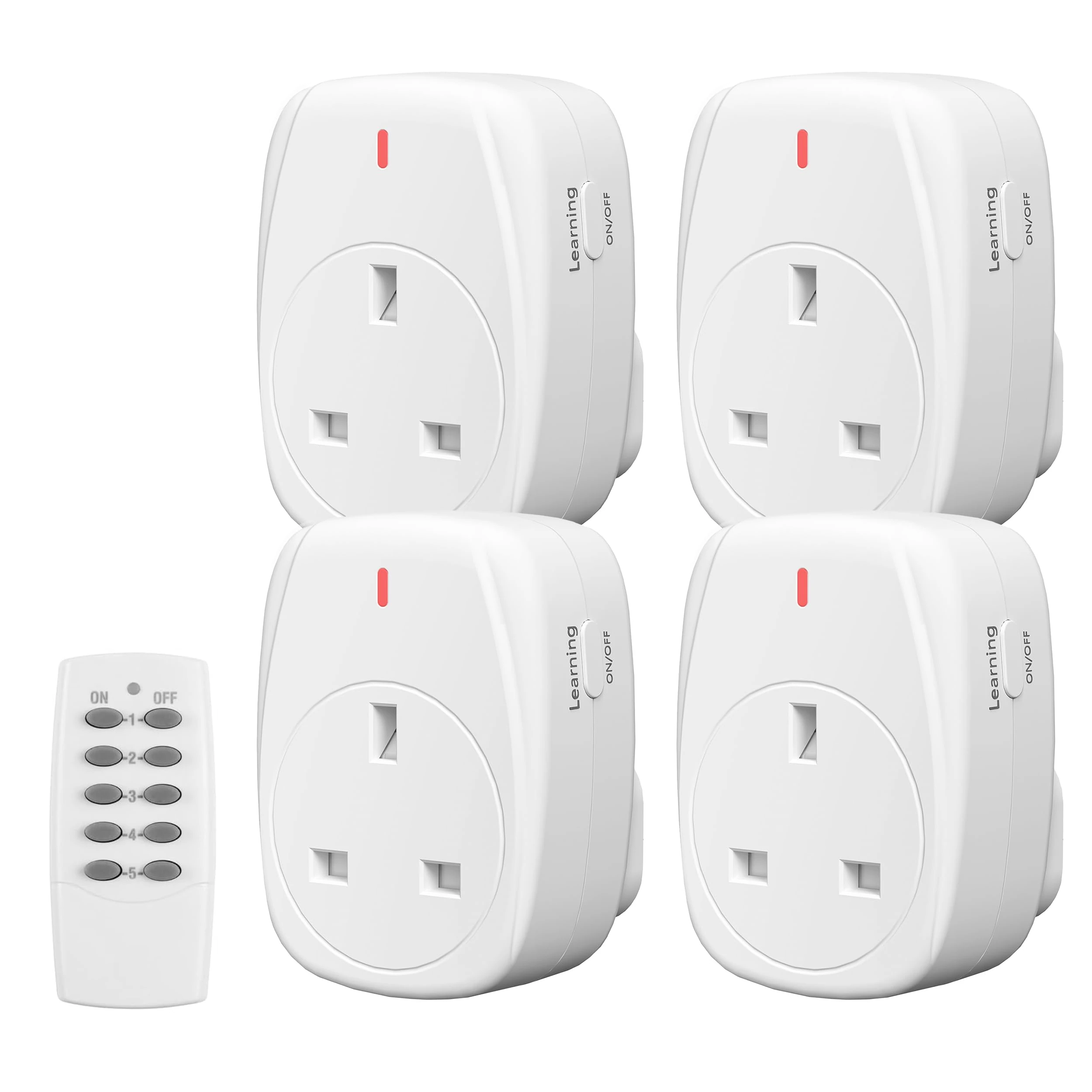 HBN 13A/3120W Remote Control Plug Sockets,Wireless Remote-Control Socket for Christmas Light,Wireless Remotes Light Switch with 30m/100ft Operating Range,4 Pack Sockets and 1Remote