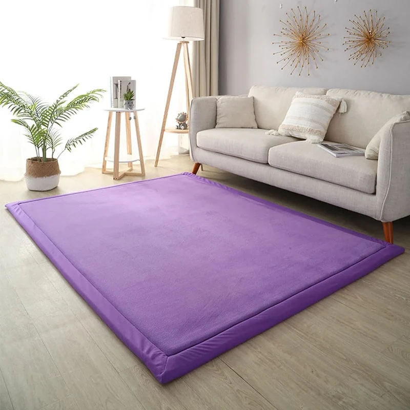 Dmkjdzsw Crawling Mat for Baby Non-slip，Nursery Rug，Coral Velvet Area Rugs，2cm Thick Kids Carpet-Purple-120 * 150cm