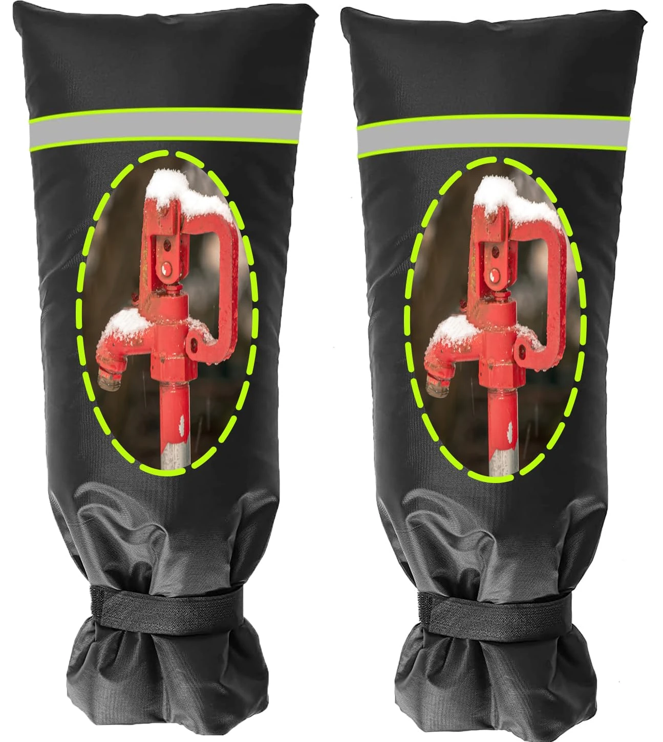 Outside Tap Cover for Winter, 2Pcs 63x33cm Tap Cosy Cover Thickened Outdoor Tap Cover with Reflective Strip, Insulated Hose Bib Protector Cover from Freezing Waterproof