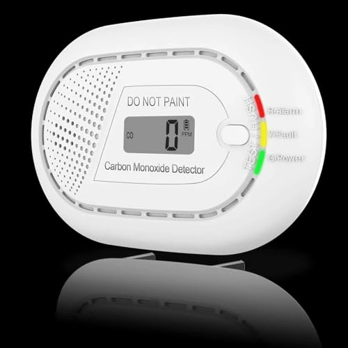 Safeliveo CE Certified Wireless Interlinked Carbon Monoxide Detector, Connectable to 30 CO/Smoke Alarms for Home Safety with 10 Year Battery, LCD Digital Display, LED Indicator and Silence Button